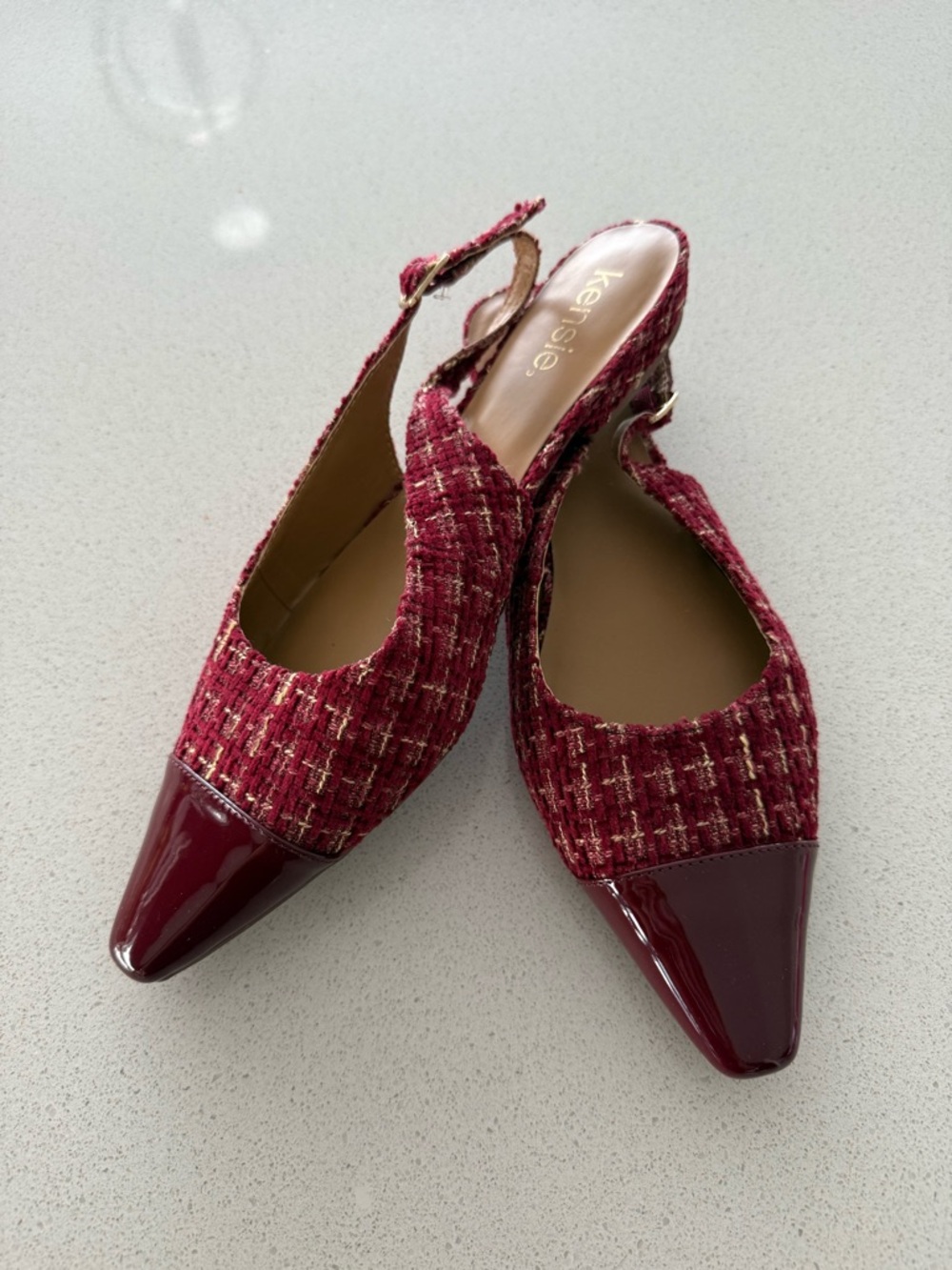 Kensie Red Tweed Slingback Flats